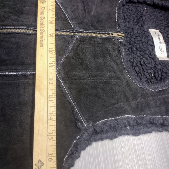 Dave J Genuine Leather Vest w/Sherpa Lining & Trim Black Zip Closure Womans XS - Picture 7 of 8